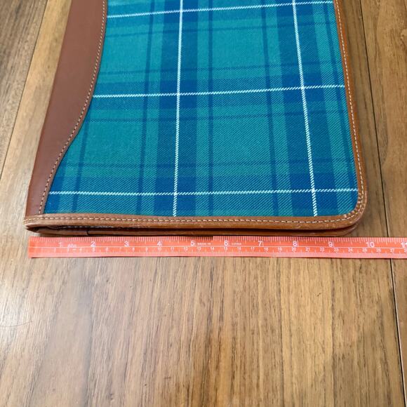 Vintage Laura Ashley Planner Plaid Fabric Leather Binding Zip Padfolio 13 x 10 - Picture 15 of 16